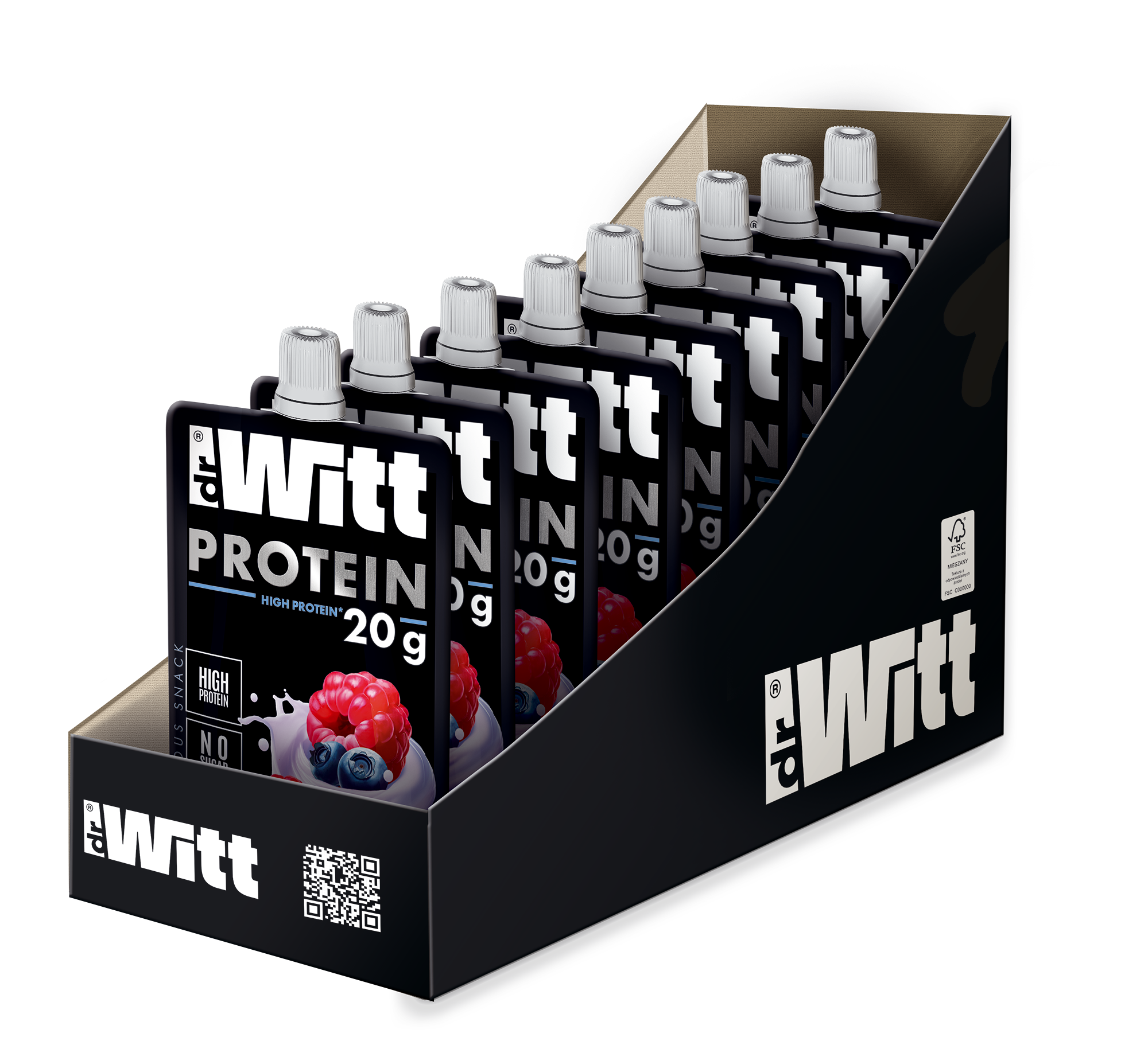 WITT Protein mus jabłko-malina-jagoda-cytryna 200g x9