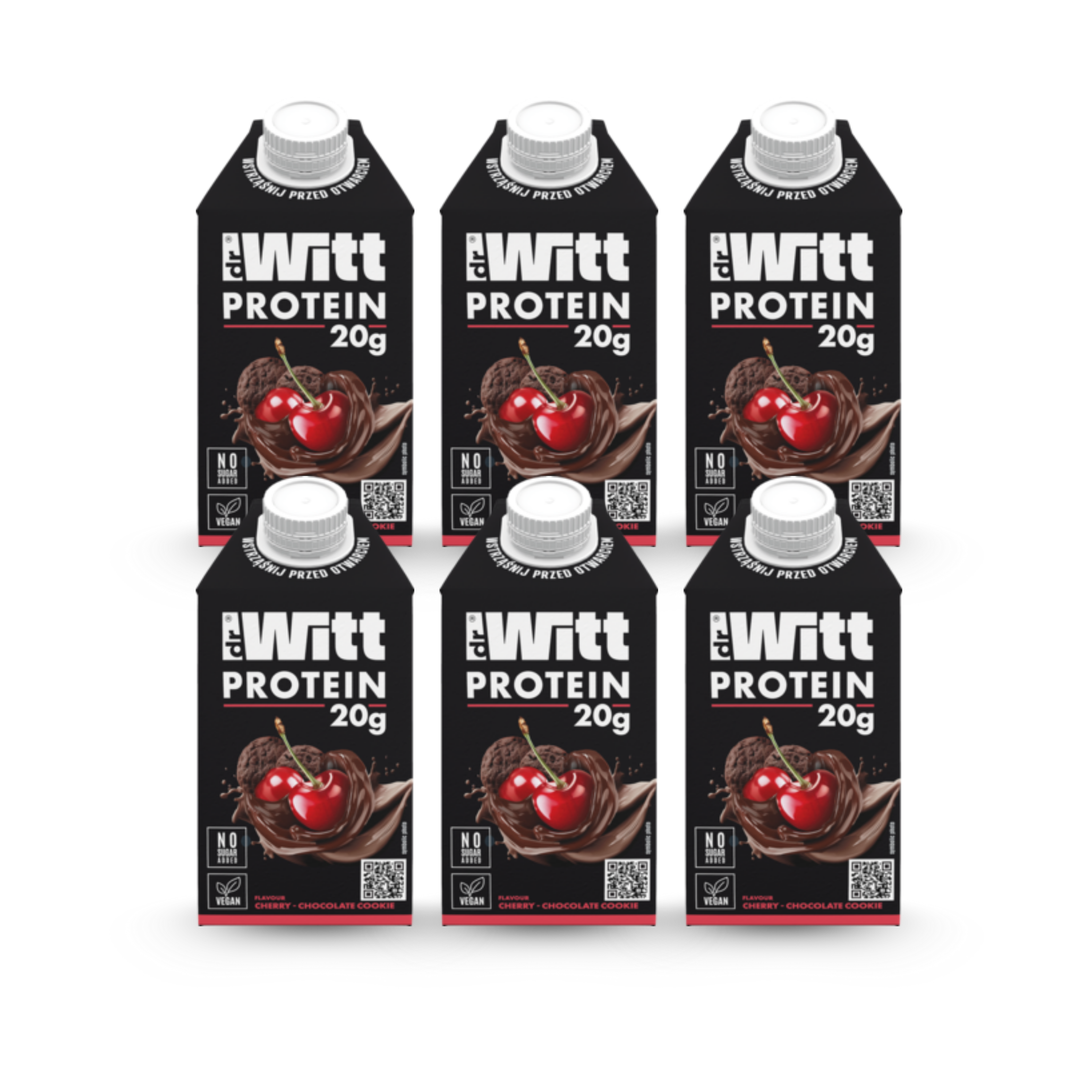 Witt Protein Shake o smaku wiśnia-ciastko 500ml x6
