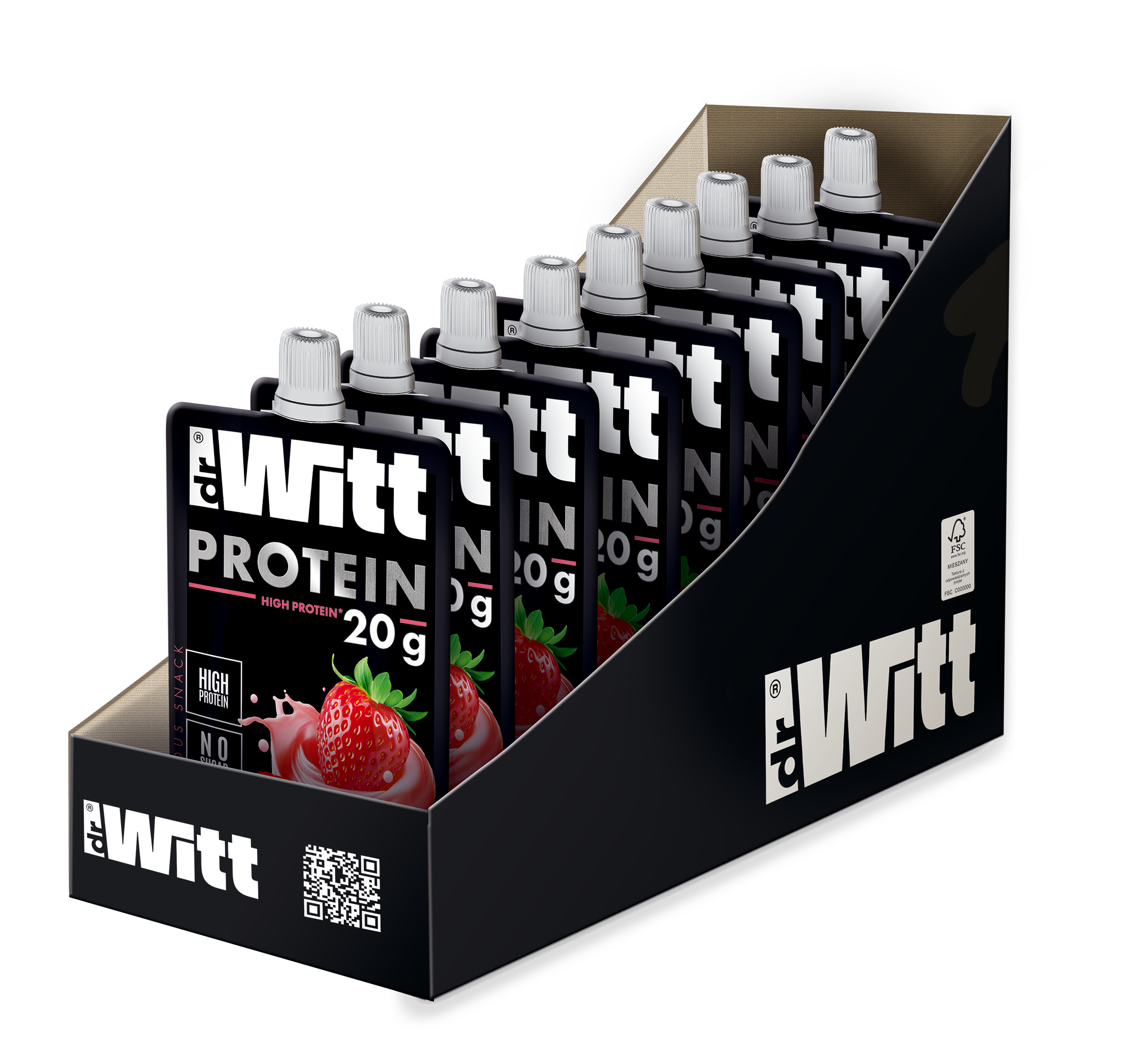 WITT Protein mus jabłko-truskawka-cytryna 200g x9